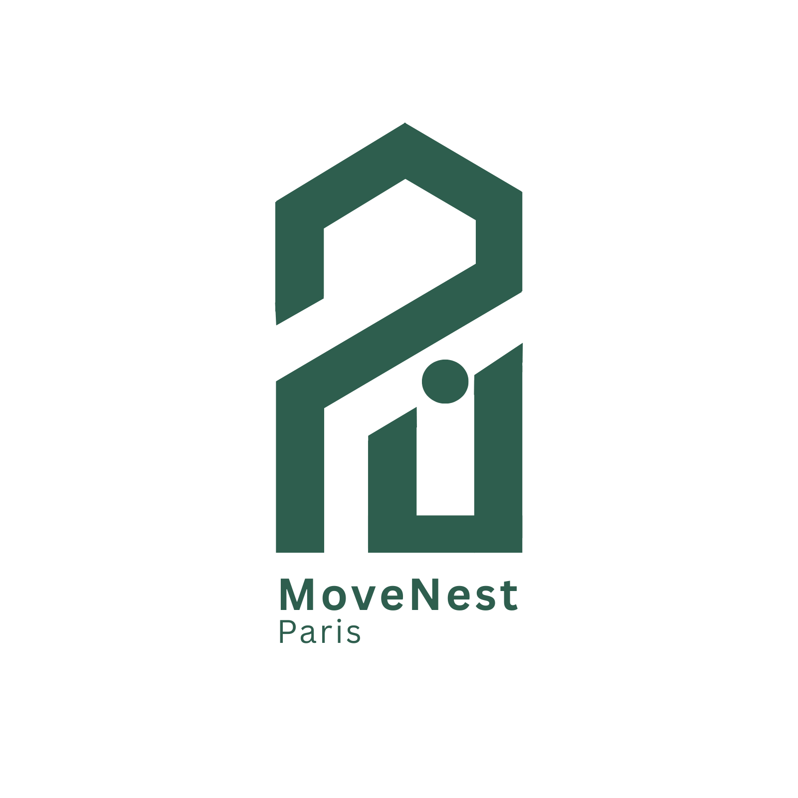 Luxury real estate preview – MoveNest Paris tagline on dark green background